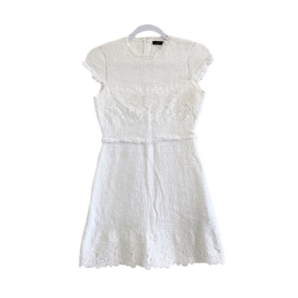 Zara | White Knitted Structured Lace Dress